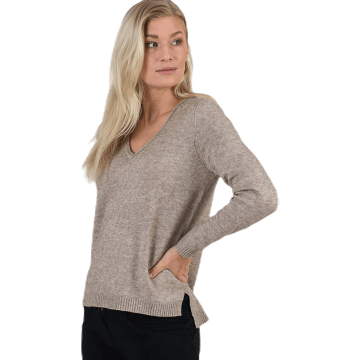 Lesly New V-Neck Pullover Knt Beige