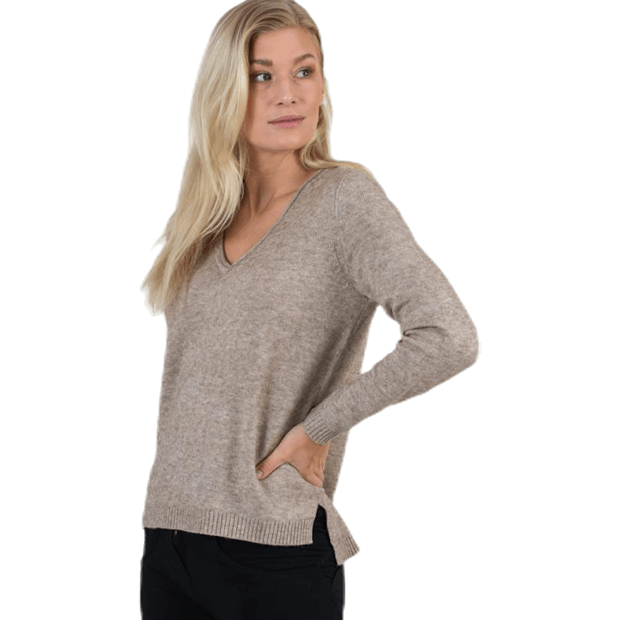 Lesly New V-Neck Pullover Knt Beige