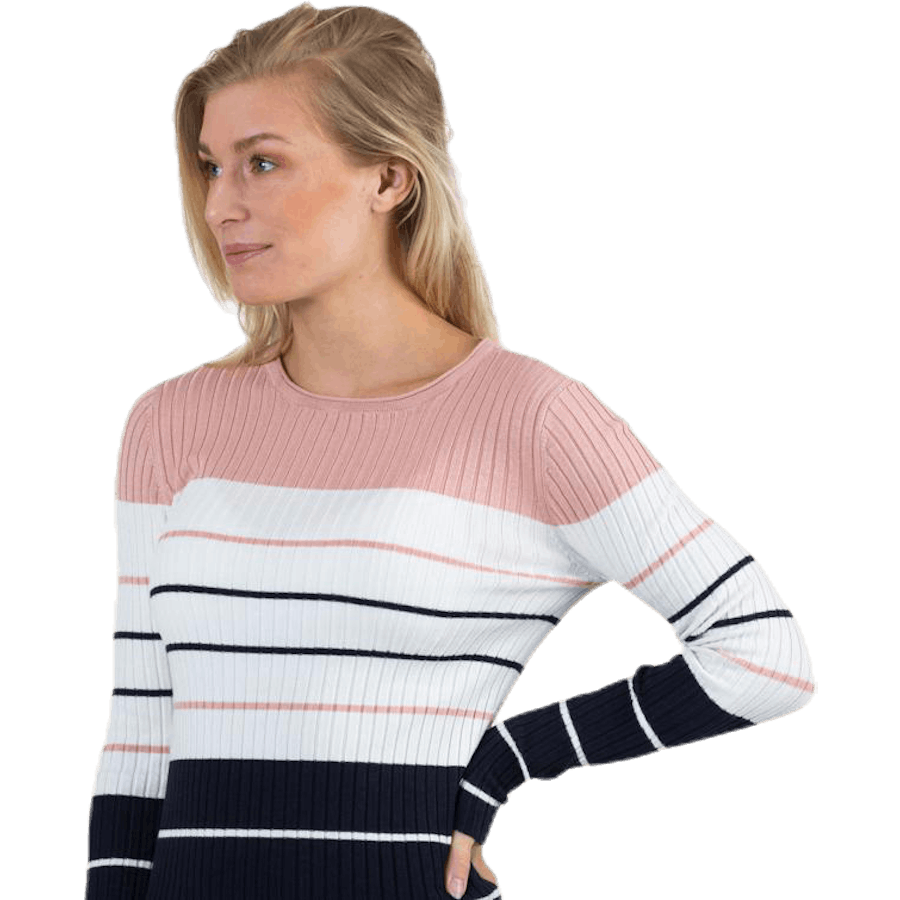 Natalia Stripe  L/S Pullover Knt Red