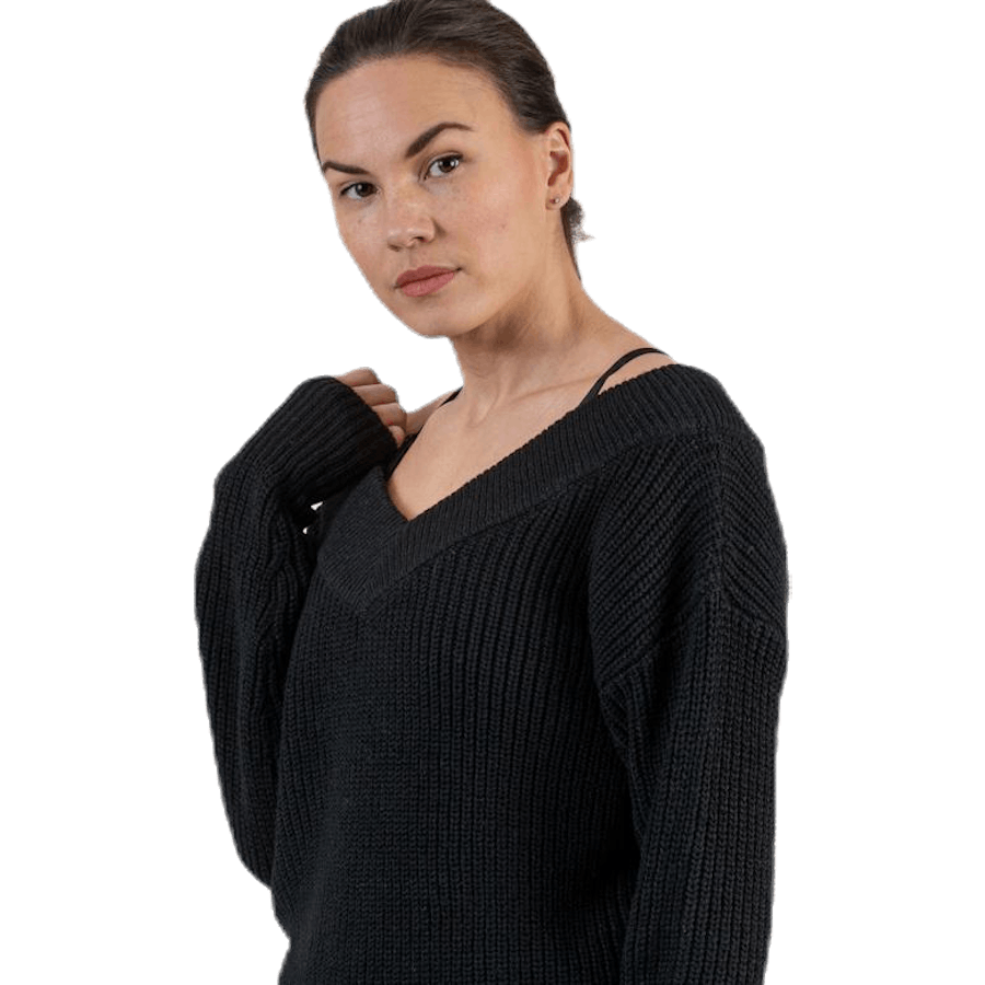 Melton Life L/S Pullover Knt Black