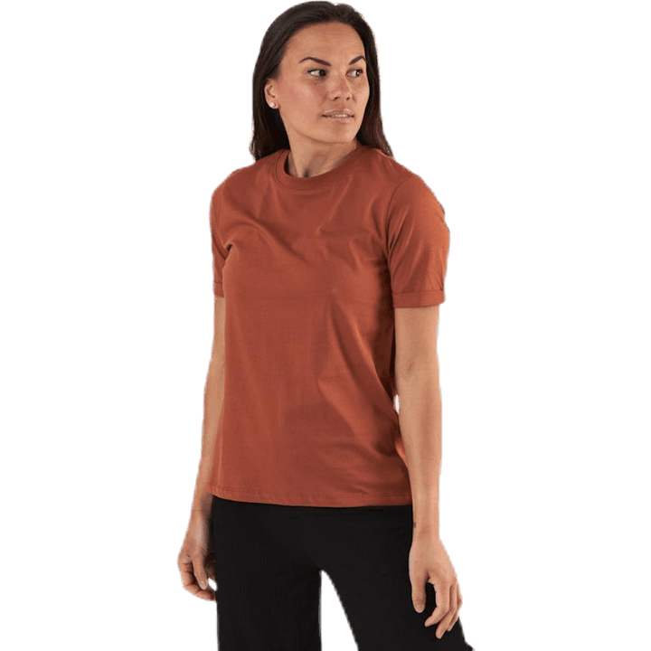 Ria Ss Fold Up Solid Tee Beige