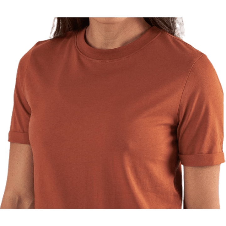 Ria Ss Fold Up Solid Tee Beige