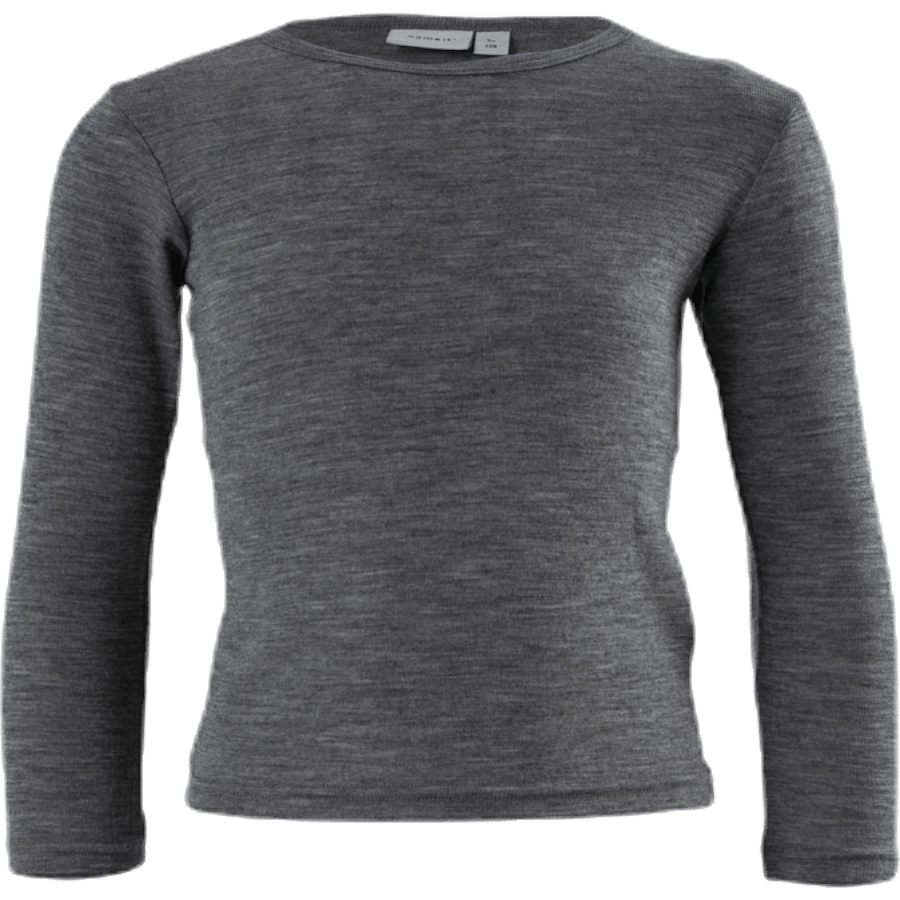 Wang Wool Plain Ls Top Grey