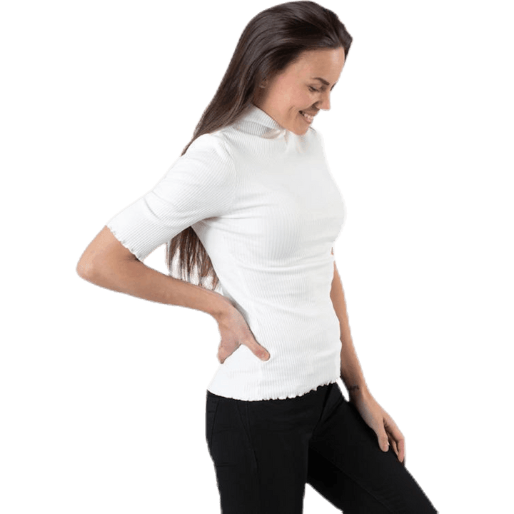 Nukisa 2/4 Mock Neck Top Bc White