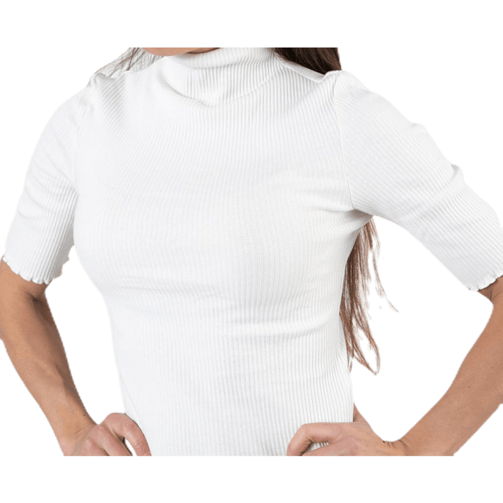 Nukisa 2/4 Mock Neck Top Bc White