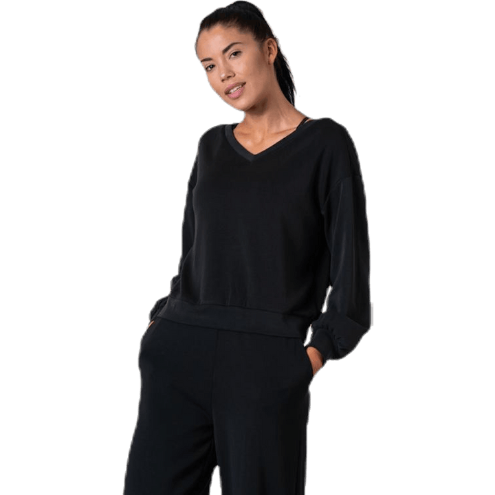 Gaia L/S V-Neck Top Swt Black