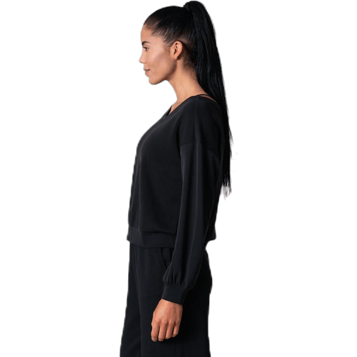 Gaia L/S V-Neck Top Swt Black