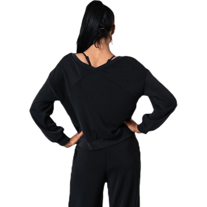 Gaia L/S V-Neck Top Swt Black