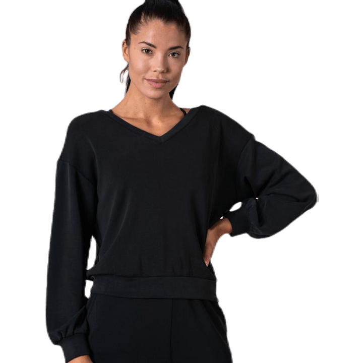 Gaia L/S V-Neck Top Swt Black