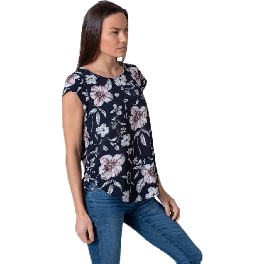 Vic Ss Aop Top Wvn Blue