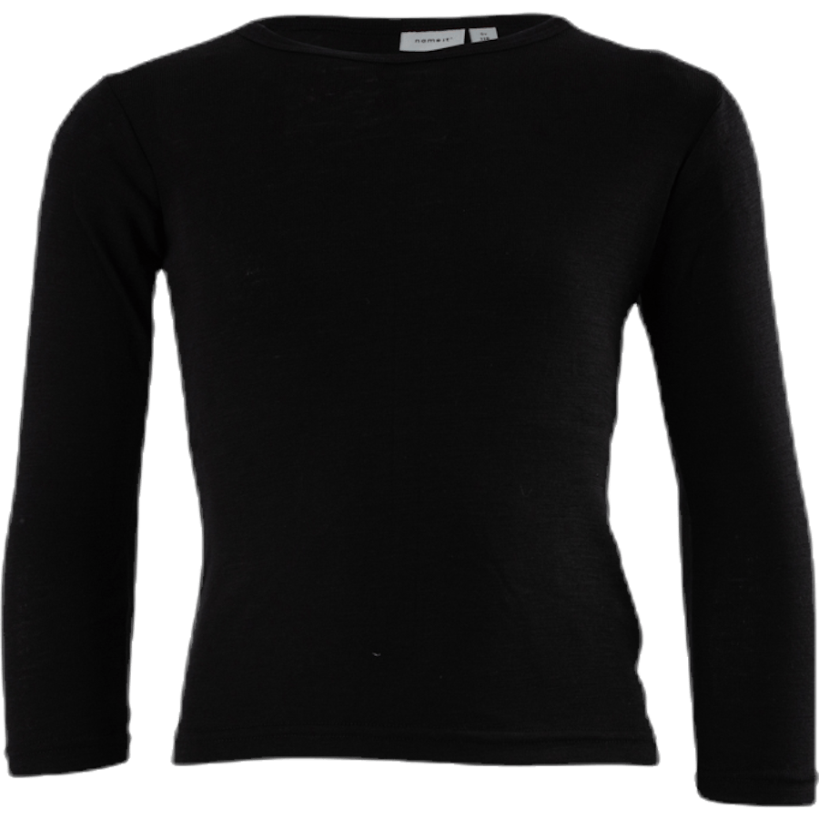 Wang Wool Plain Ls Top Black