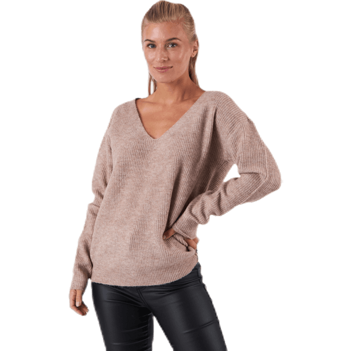 Babett Ls V-Neck Knit Beige