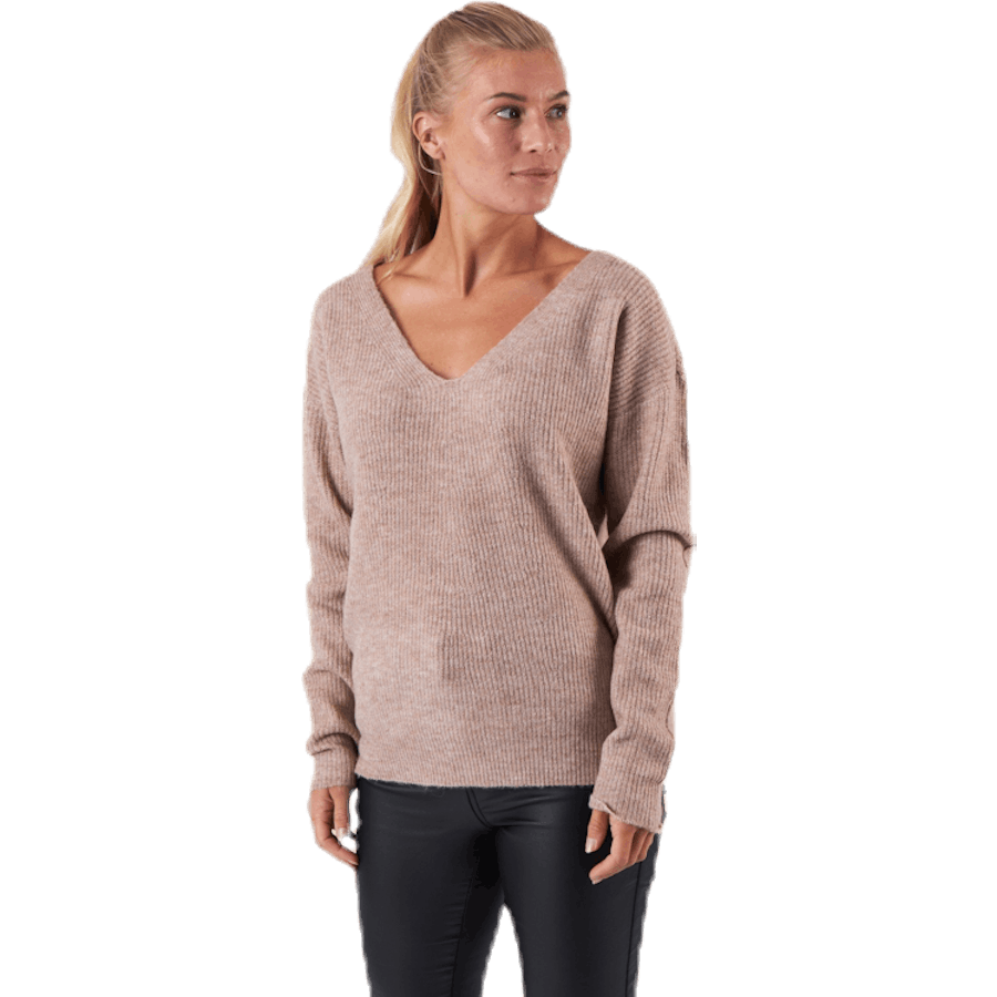 Babett Ls V-Neck Knit Beige
