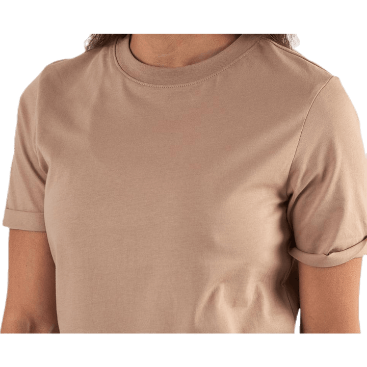 Ria Ss Fold Up Solid Tee Beige