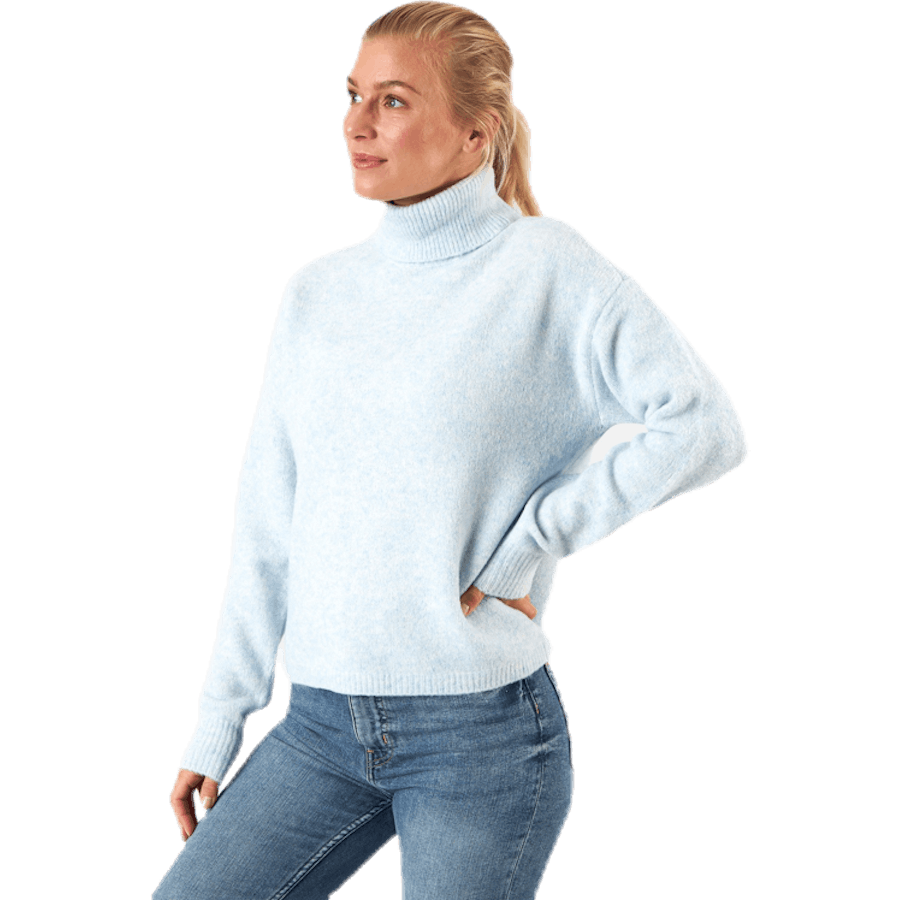 Skyla Ls Roll Neck Wool Knit Blue