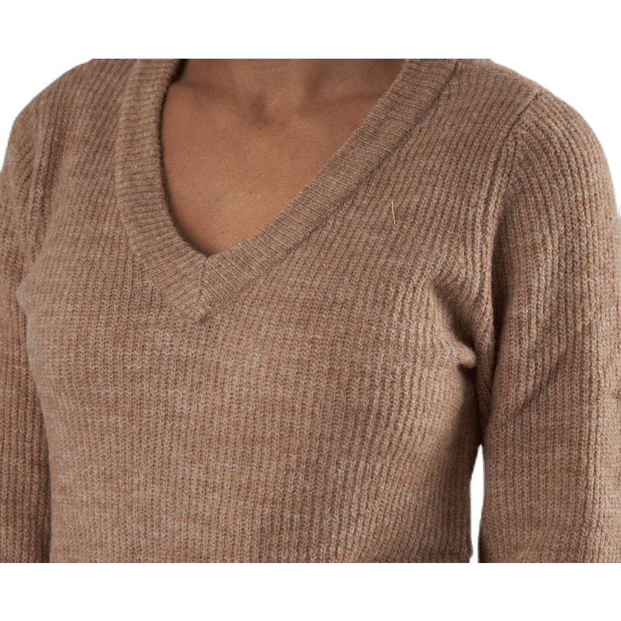 Ellen Ls V-Ausschnitt-Strickkleid Beige