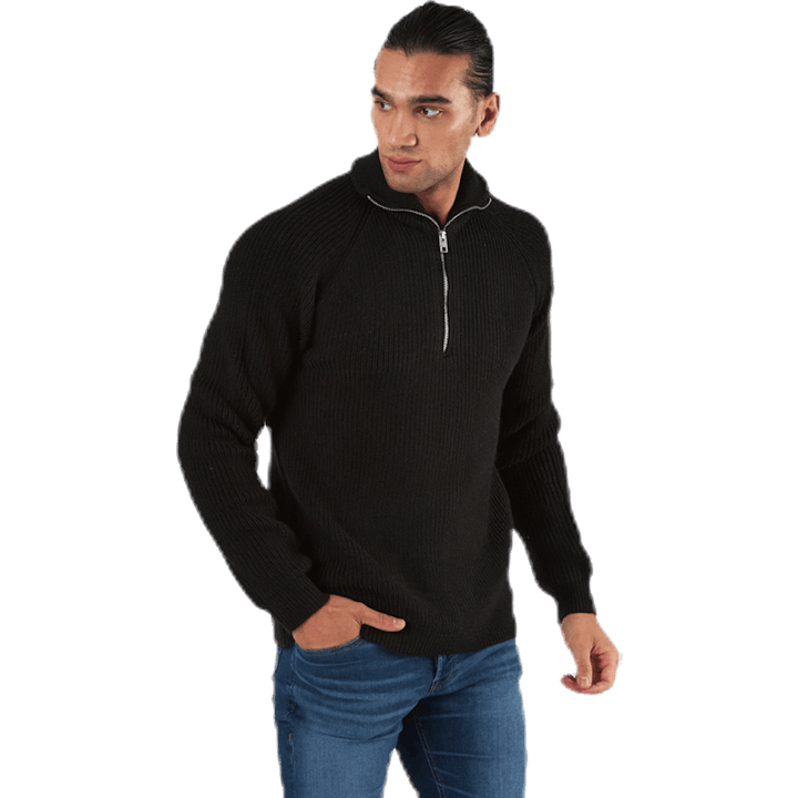 Ivy Knit Half Zip Black