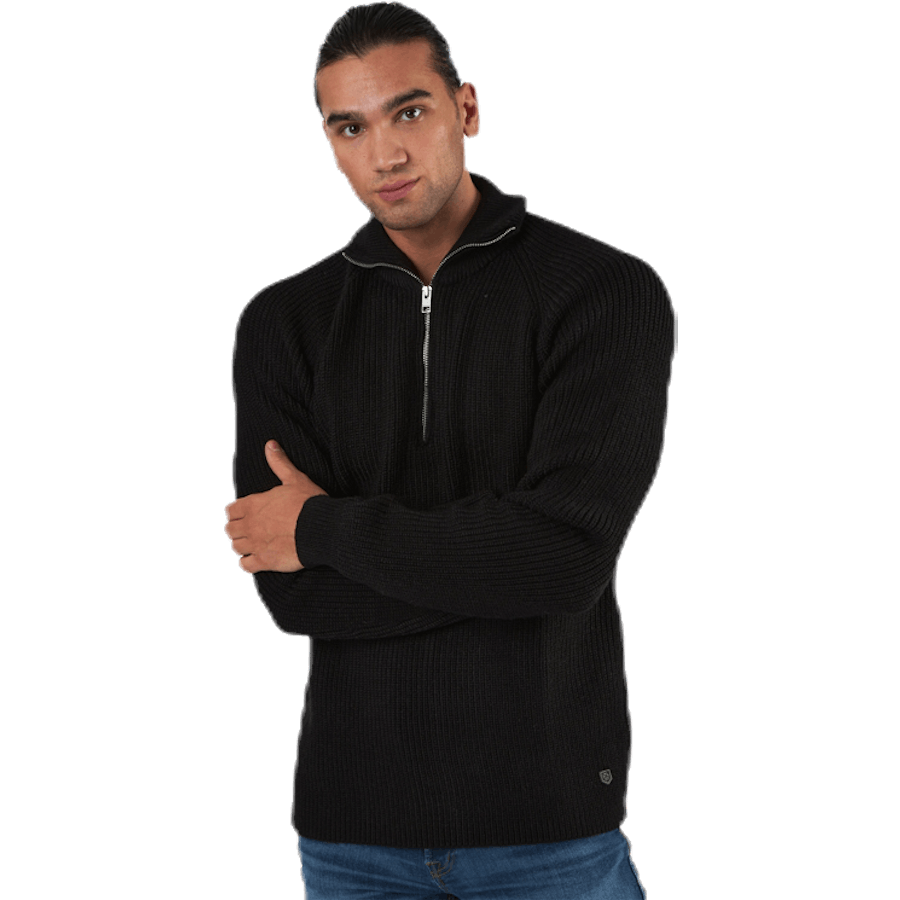 Ivy Knit Half Zip Black