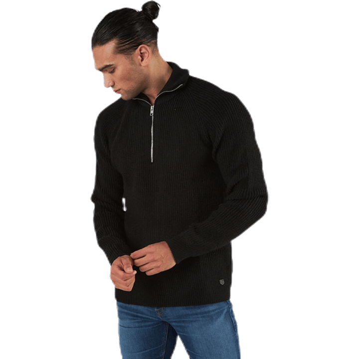 Ivy Knit Half Zip Black