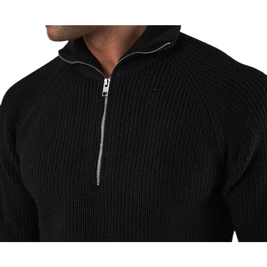 Ivy Knit Half Zip Black