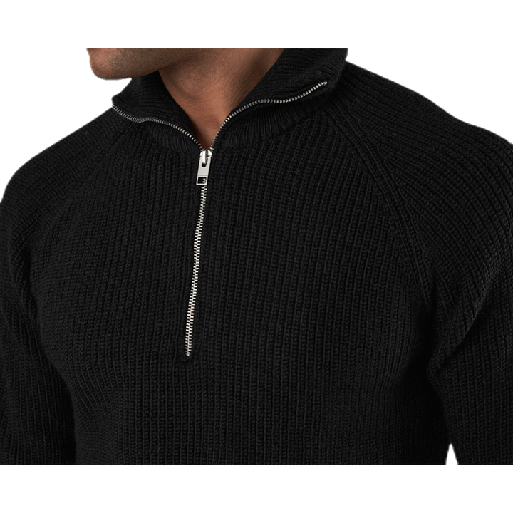 Ivy Knit Half Zip Black