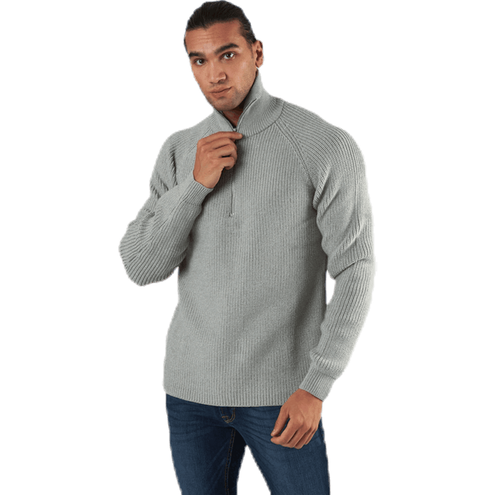 Ivy Knit Half Zip Grey
