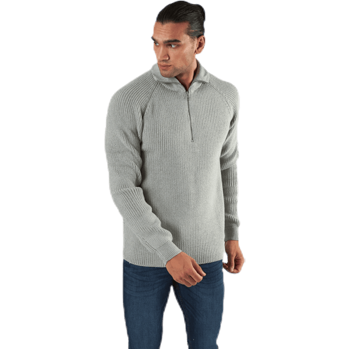 Ivy Knit Half Zip Grey
