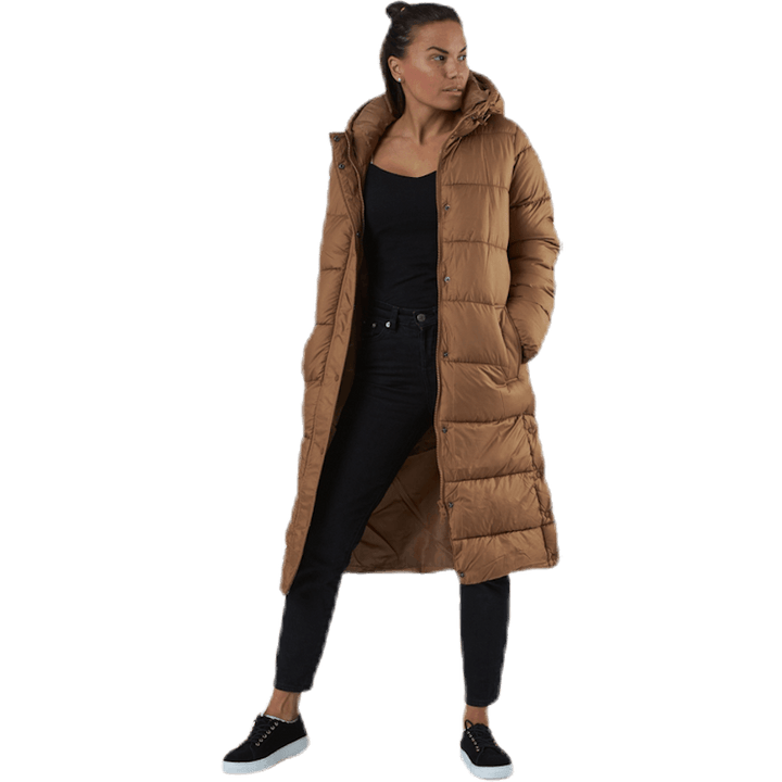 Newcammie Long Quilted Coat Otw Brown