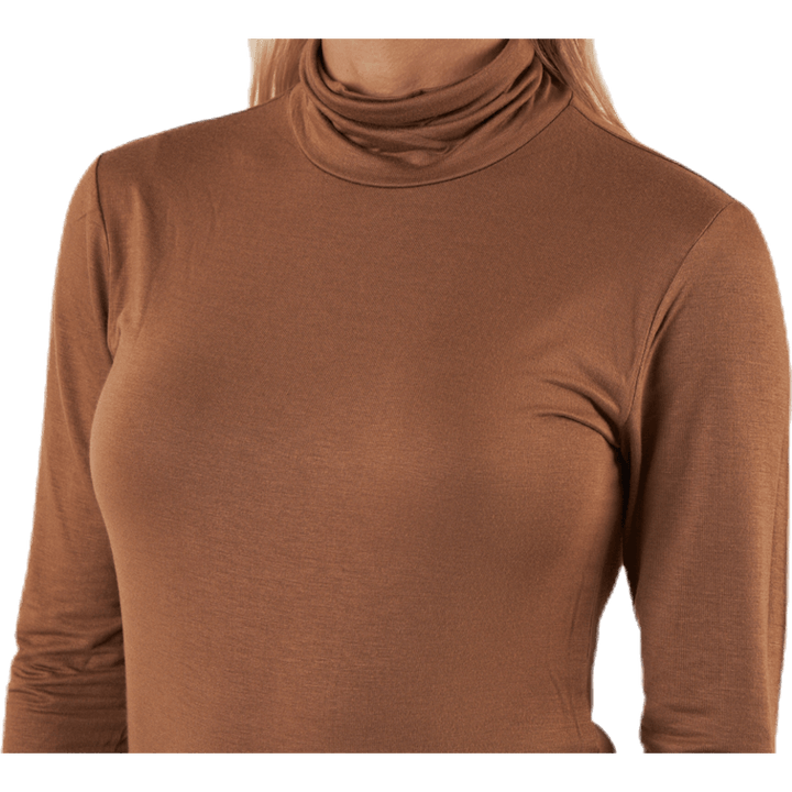 Lela Life L/S Rollneck Top Jrs Brown