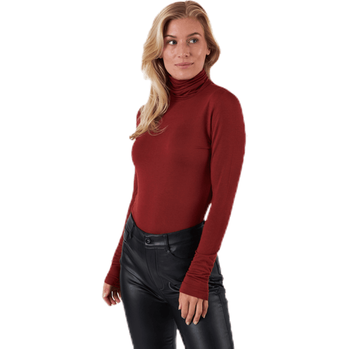 Lela Life L/S Rollneck Top Jrs Brown