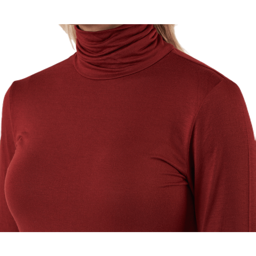 Lela Life L/S Rollneck Top Jrs Brown