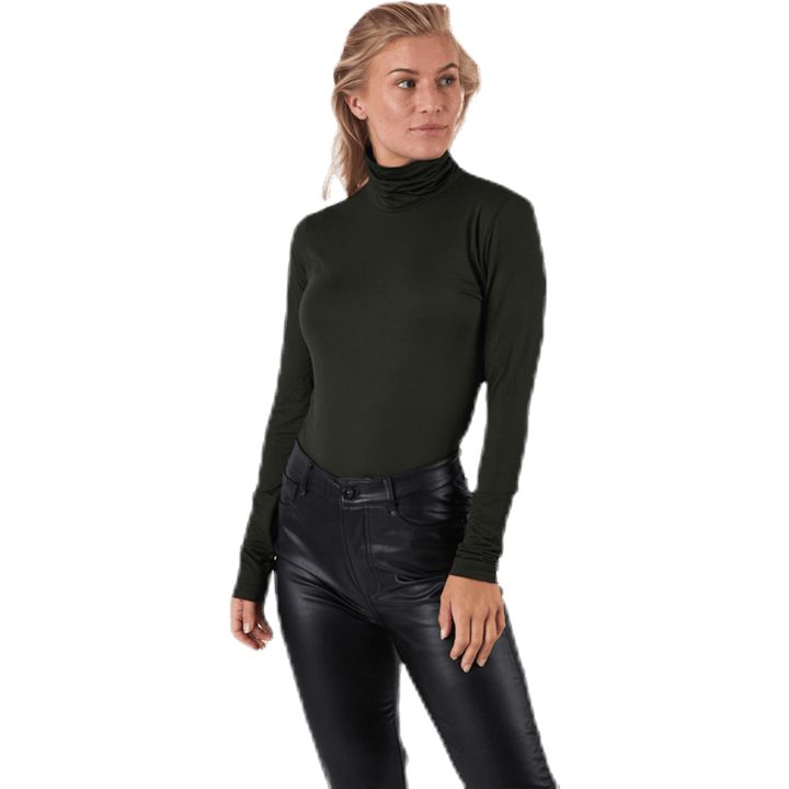 Lela Life L/S Rollneck Top Jrs Black