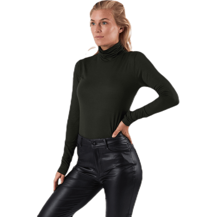 Lela Life L/S Rollneck Top Jrs Black