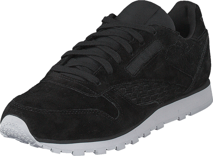 Cl Lthr Woven EMB Black/White