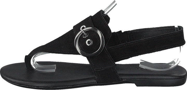 Round Buckle Sandal Black
