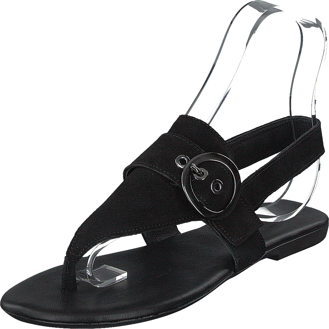 Round Buckle Sandal Black