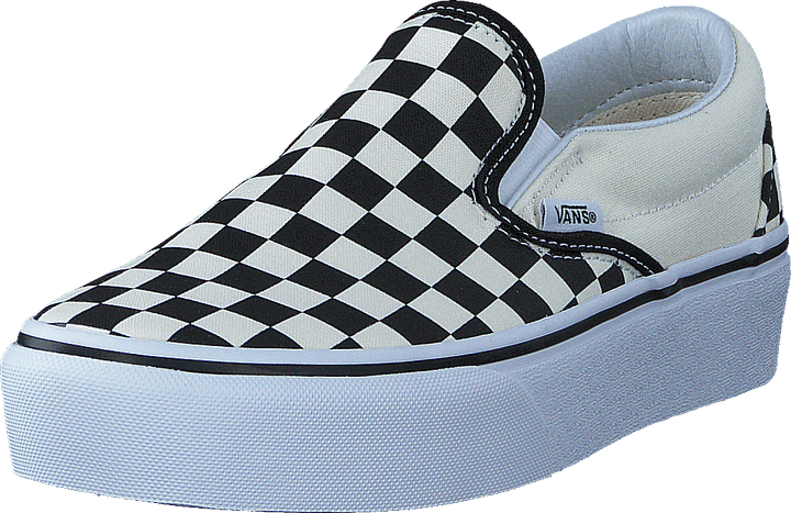 Baskets à plateforme classiques Ua à enfiler, motif damier noir et blanc/blanc