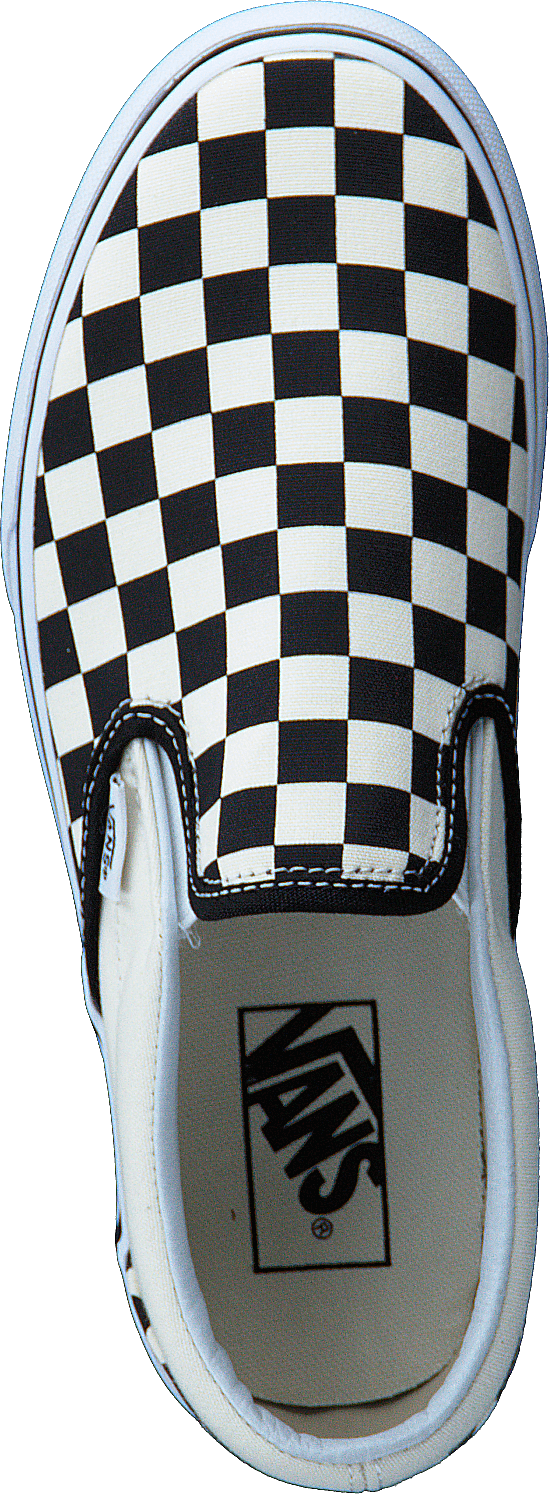 Baskets à plateforme classiques Ua à enfiler, motif damier noir et blanc/blanc