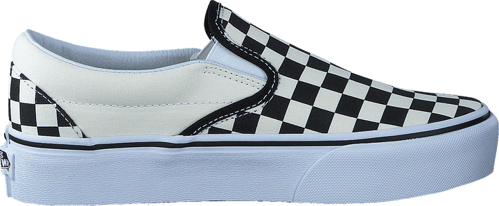 Baskets à plateforme classiques Ua à enfiler, motif damier noir et blanc/blanc