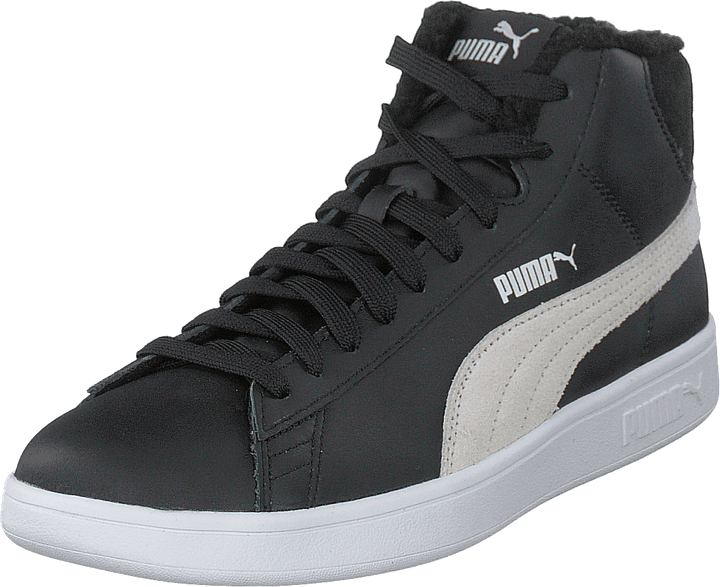 Puma Smash V2 Mid L Fur Jr Noir/Blanc