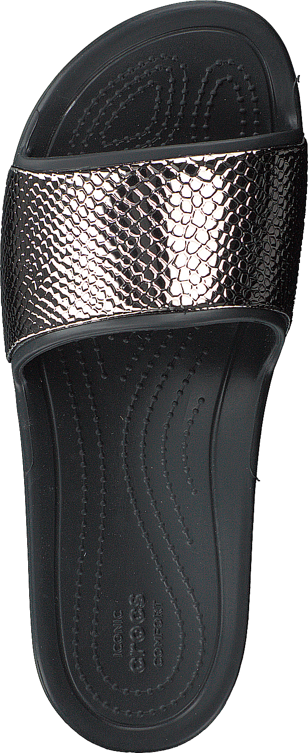 Crocs Sloane Metalltext Slide W Gunmetal/schwarz