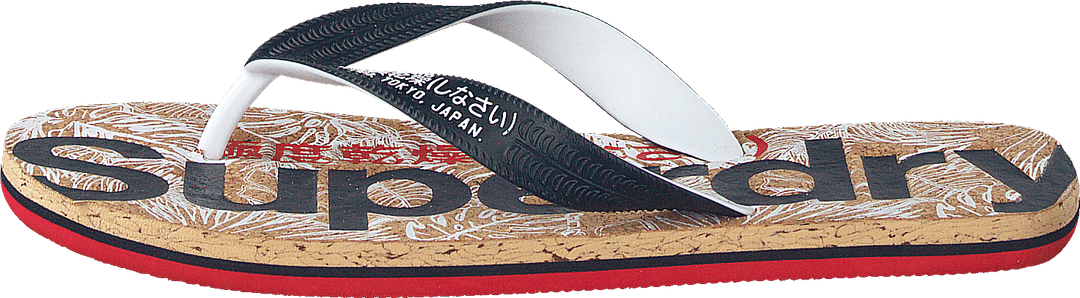 Printed Cork Flip Flop Navy/red/cork