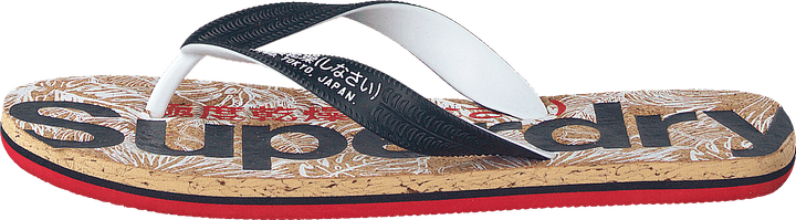 Printed Cork Flip Flop Navy/red/cork
