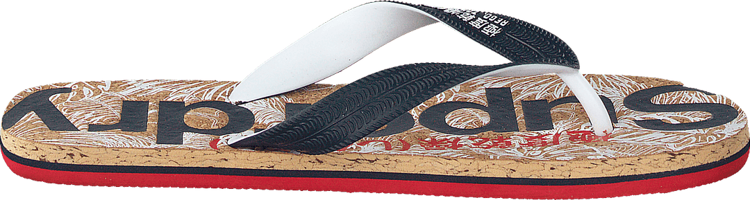 Printed Cork Flip Flop Navy/red/cork