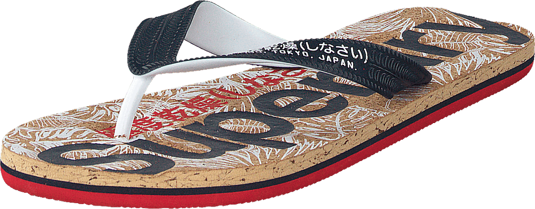 Printed Cork Flip Flop Navy/red/cork