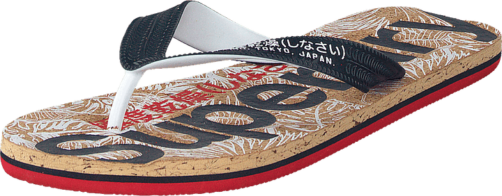 Printed Cork Flip Flop Navy/red/cork