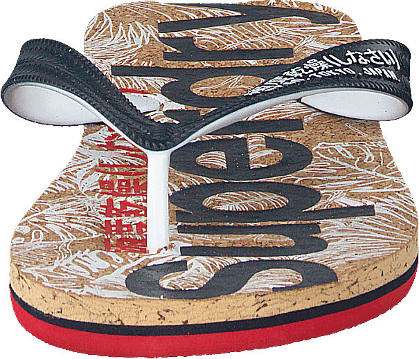 Printed Cork Flip Flop Navy/red/cork