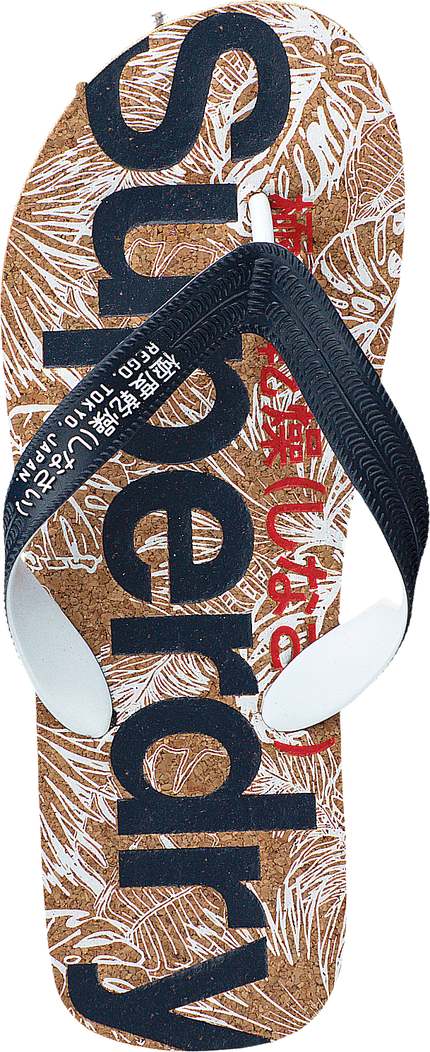 Printed Cork Flip Flop Navy/red/cork