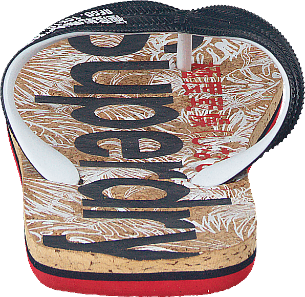 Printed Cork Flip Flop Navy/red/cork