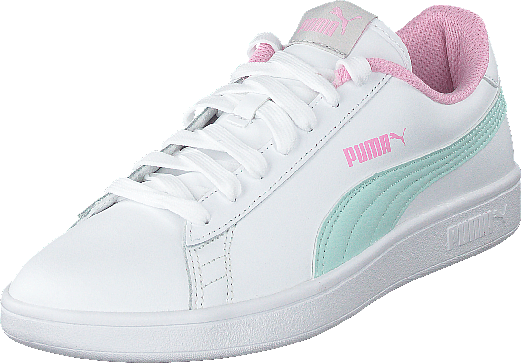Puma Smash V2 L Jr Puma White-fair Aqua-pale Pink